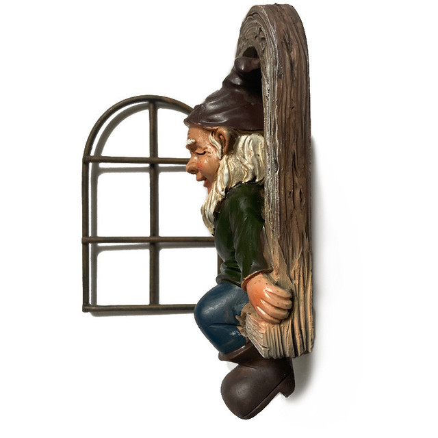 Estátua criativa Garden Gnome, Elf Out The Door, Escultura de árvore,  Hugger Figurine para casa, quintal